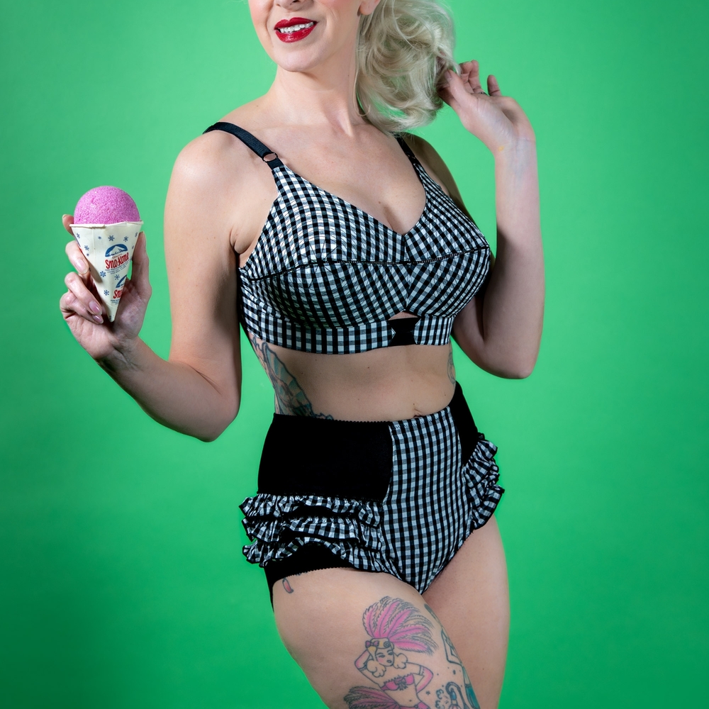 Black and White Gingham Bikini Set